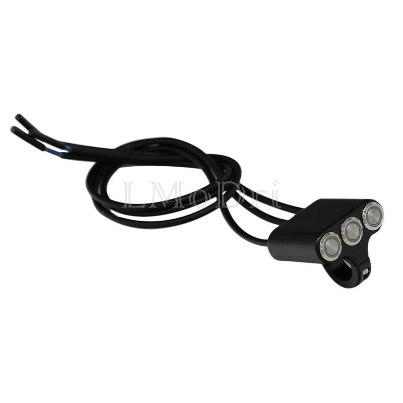 LMoDri Motorcycle Switch 22mm Handlebar Mount Switches Headlight Hazard Brake Fog Light ON-OFF Aluminum Alloy With Indicator