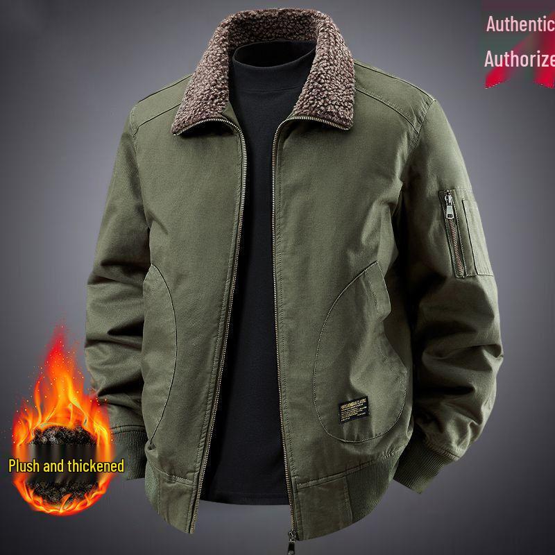 

Men s Lambswool Turn-Down Collar Winter Coat - Thick, Warm, Versatile Workwear Jacket for Middle-Aged 4XL (180-195 jin)