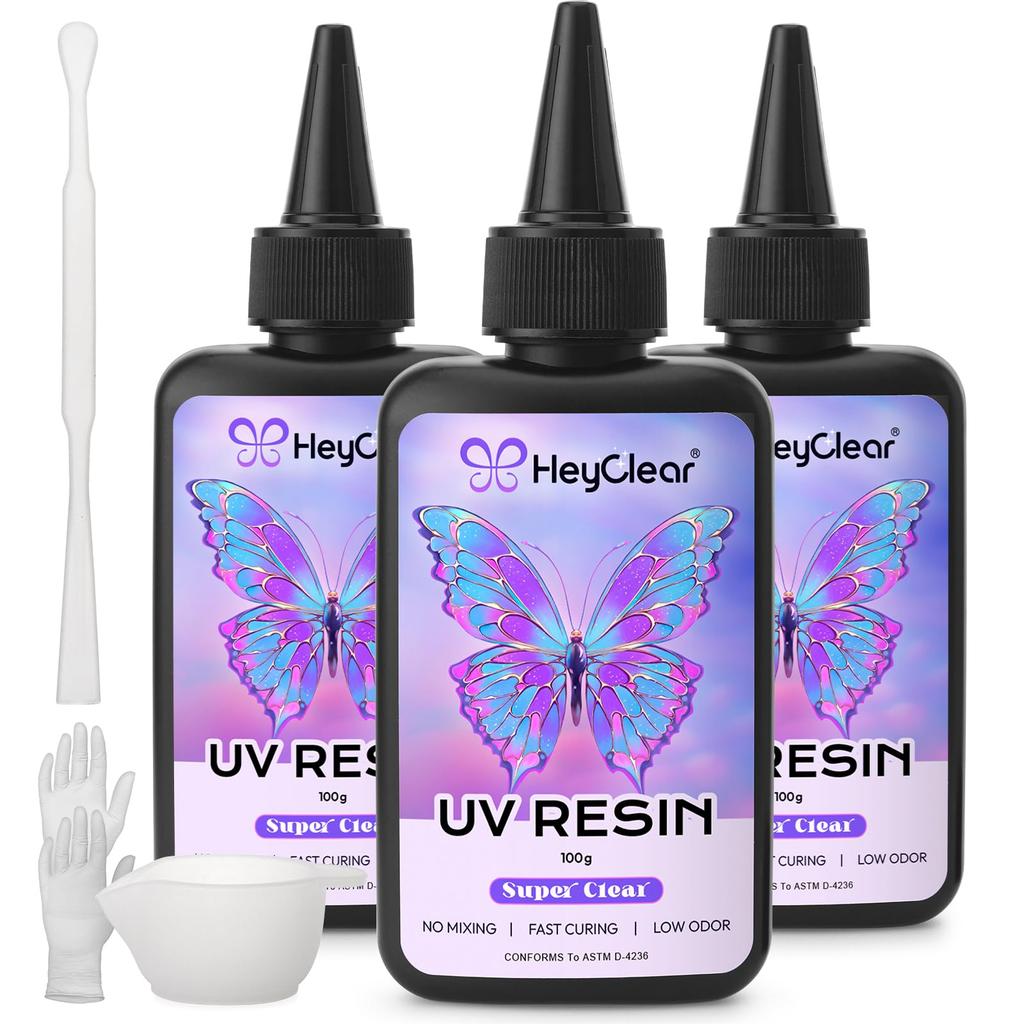 HeyClear UV Resin Liquid 300g Large Ultra Suitable for Beginners DIY Jewelry Handmade Cast Coating - Capacity, Transparent/High Hardness/No