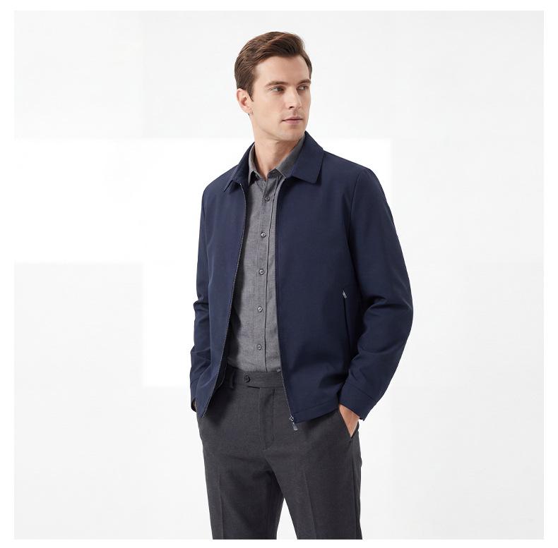 Spring and Autumn Men's Casual Lapel Zipper Jacket - Middle-aged Outerwear