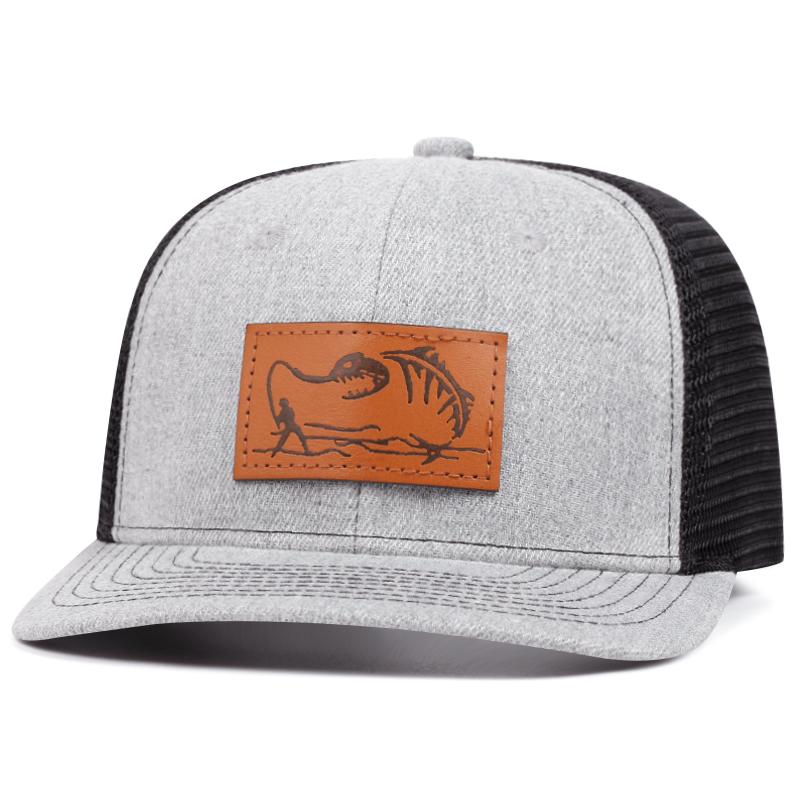 Men's Fashion Fisherman Pattern Leather Label Richardson Duck Tongue Hat Adjustable Hip Hop Baseball Hat Sunshade Cowboy Caps