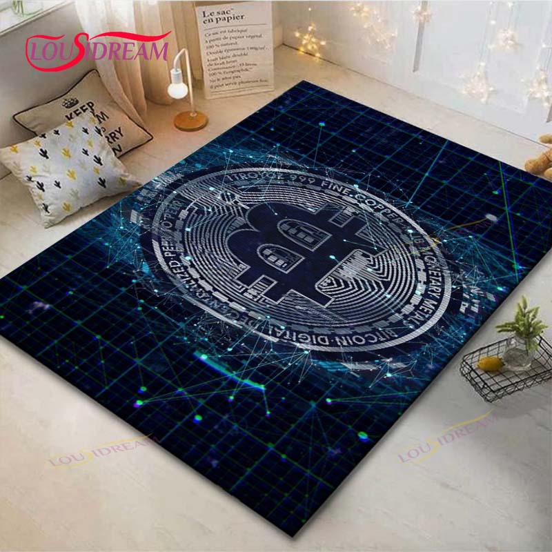 Hot Exquisite 3D Bitcoin BCT Printed Carpet Outdoor Rug Area Rug Non-slip Carpet Bedroom Decor Carpet for Room Gift
