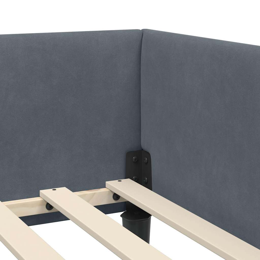 Corner Bed Frame with Headboard Dark Grey 100 Cm X 200 Cm Velvet