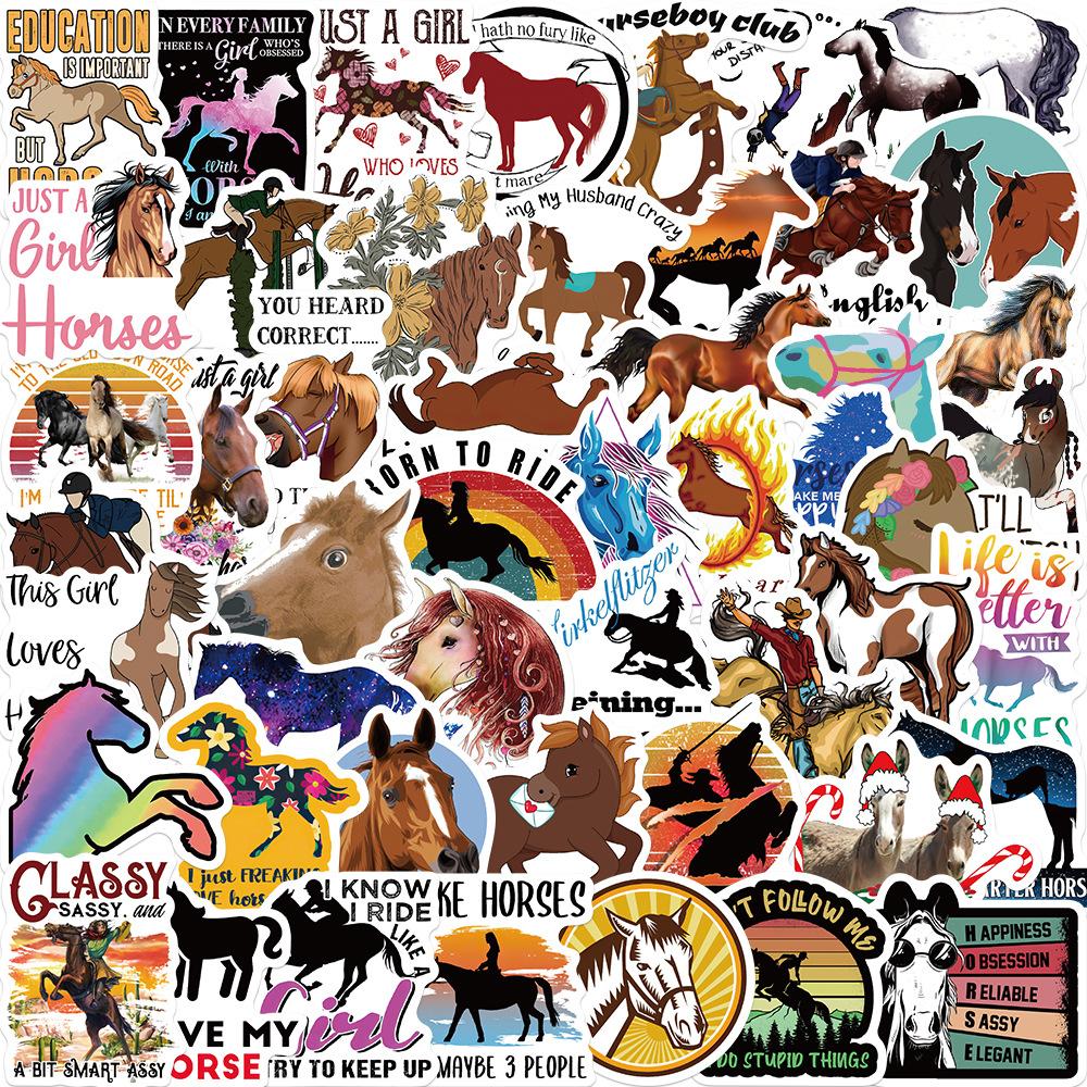 50 Cartoon Horse Riding Stickers Personalized Decorative Suitcase Notebook Guitar Waterproof Removable Stickers