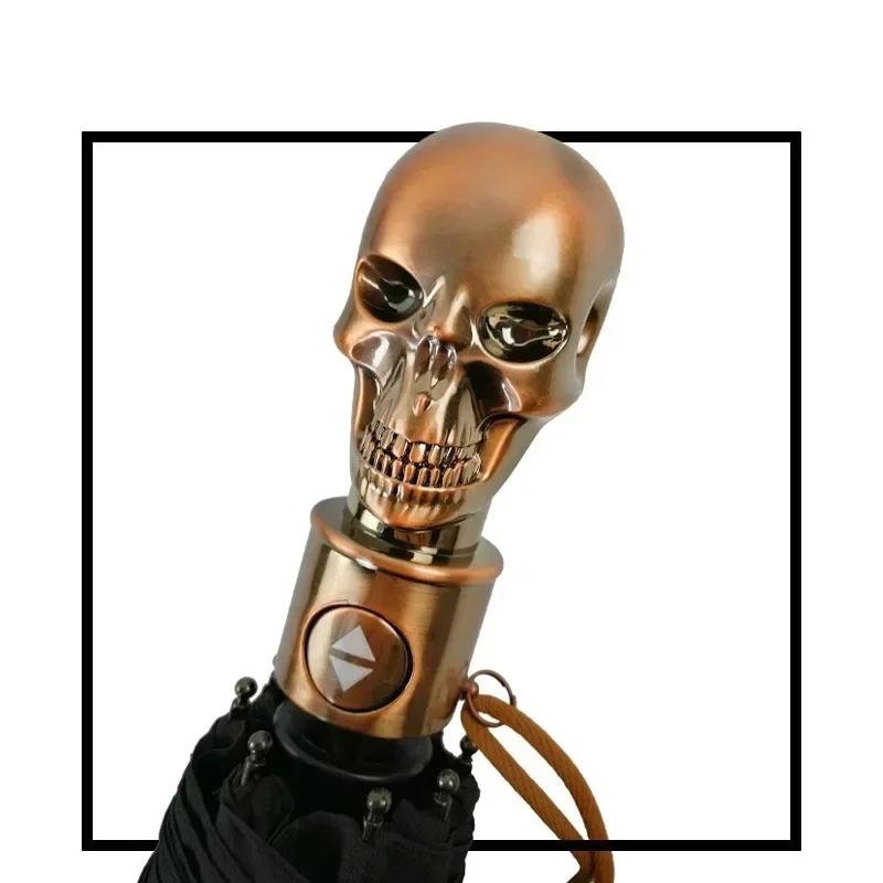 Высококачественный зонт-череп Панк-джентльменский Дорожный Ветрозащитный Солнечный и Дождливый Зонт metal-fiber composite&12K