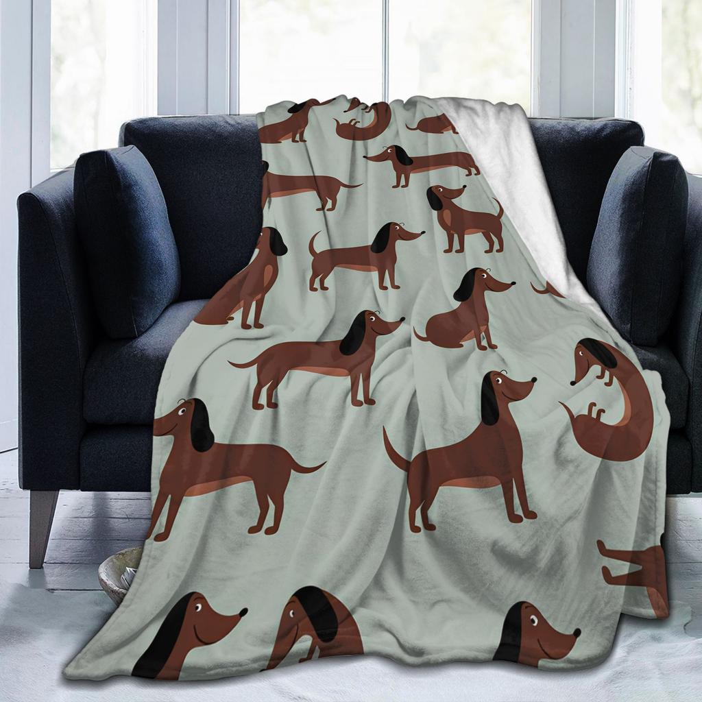 Cartoon Dackel Hund Decke Fleece Herbst/Winter Atmungsaktiv Warm Überwurfdecken für Bettwäsche Outdoor Teppich Stück