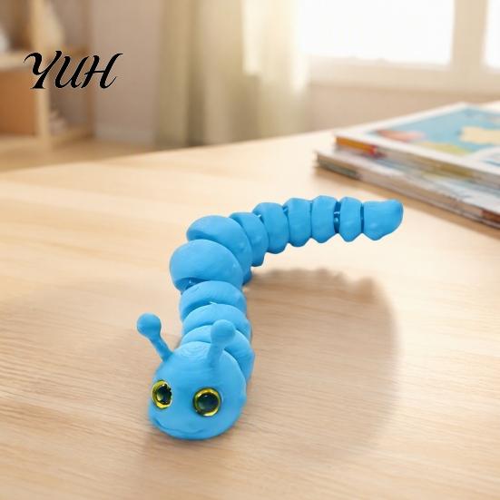 Stress Relief Caterpillar Toy 3D Printed Fidget Toy, Movable Joints Relaxing Tools Figurine, Articulated for Desktop Decoration Bendable