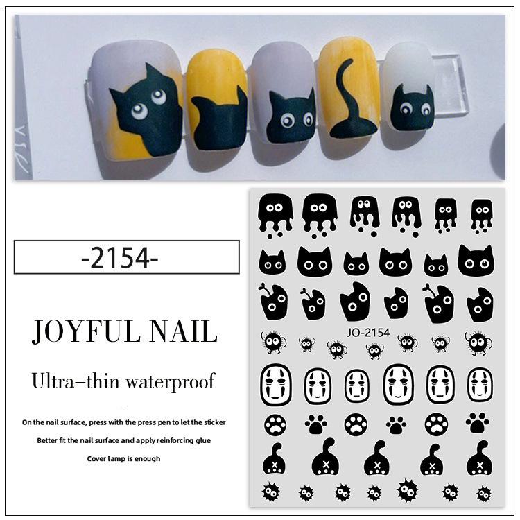 

Человек без лица, Милый кот, Сердечки и Ромашка 3D японские наклейки для ногтей