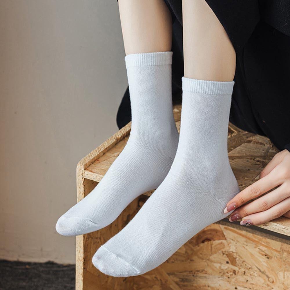 Solid Color Medium Tube Sock Breathable Stack Socks Soft Sports Sock