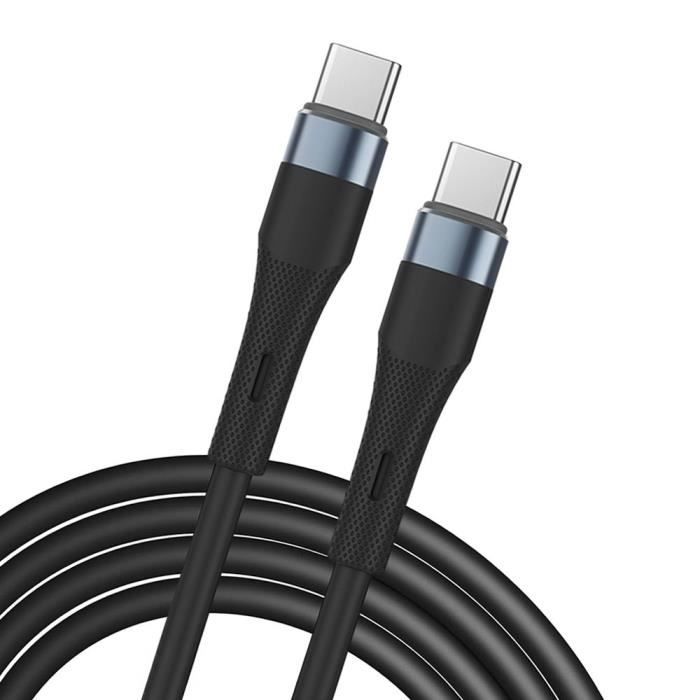 Câble USB C vers USB C Rapide 60W pour Xiaomi 15 14 Ultra, Xiaomi 14T-14T Pro, Xiaomi 13 13T 13T Pro 12-12T - Noir 1M