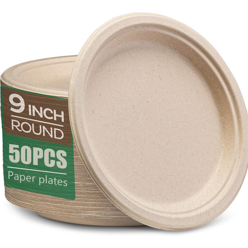 

50 шт одноразовых бумажных тарелок для дома, кухни, ресторана, барбекю, пасты, салата, фруктов, десерта, закуски, дня рождения, вечеринки, столовые приборы 50PCS