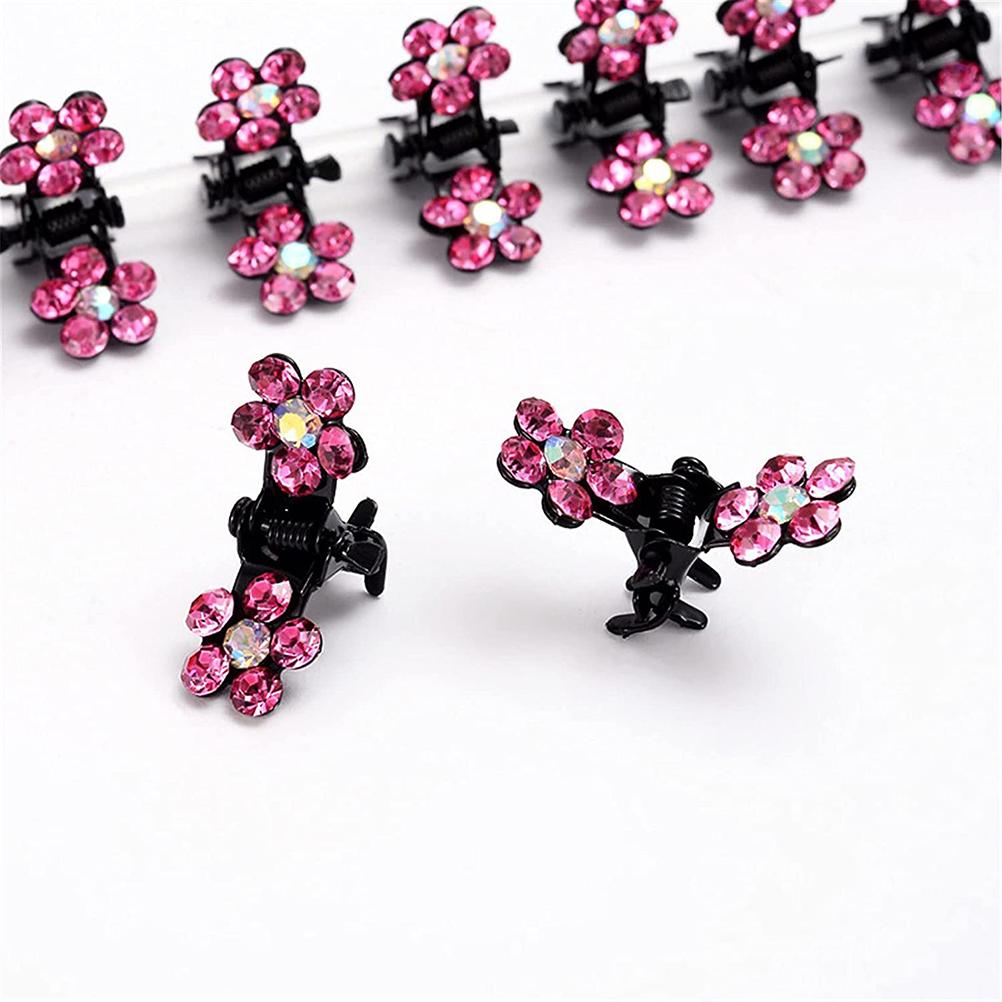 12 Adet Kristal Saç Klipsi Çiçek Kristal Kaymaz Saplı Çam Klipsleri Mini Klipsler Düğün Gelin Saç Aksesuarları