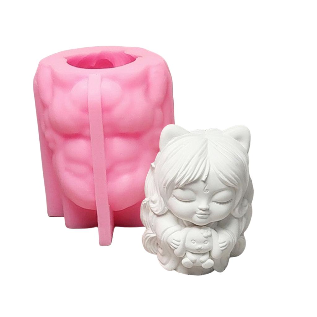 Flexible Silicone Mold Nine Tailed Foxes Girl Shaped Decoration Mould Temperature Resistant Mould for Desktop Ornament