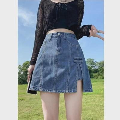 High Waist A-Line Denim Skirt for Women - Summer 2024 Spring/Fall Collection