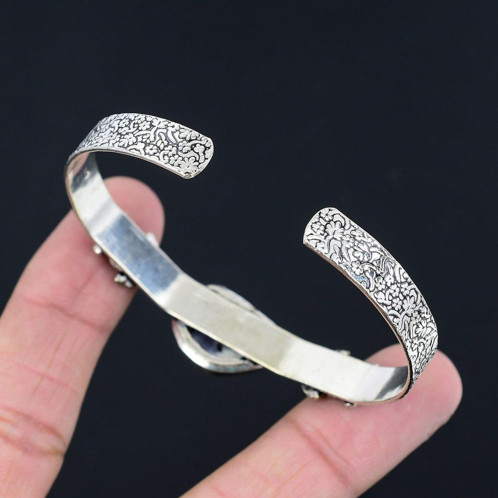 Sterling Silver Dendrite Opal Stone Daughter Birthday New Flower Elegant Bangle