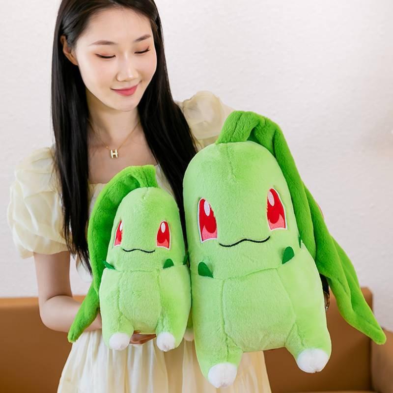 Popular Pokemon Cartoon Plush Toy Chikorita Grass Stuffed Animal Doll Wholesale