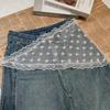 Sweet Triangle One-Piece Belted Overlap Lace Skirt Apron  Lace Trim Half Skirt Butt Curtain Spring Headscarf Accessories