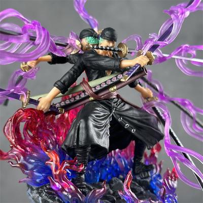 Anime Zoro Three Sword Style PVC Statue W/ Energy Base