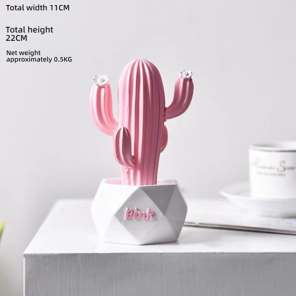 Różowy Kaktus z Żywicy Dekoracja na Biurko - Mini Sukulent Ozdoba dla Dziewczyn, Prezent do Samopielegnacji dla Kobiet Biuro i Dom