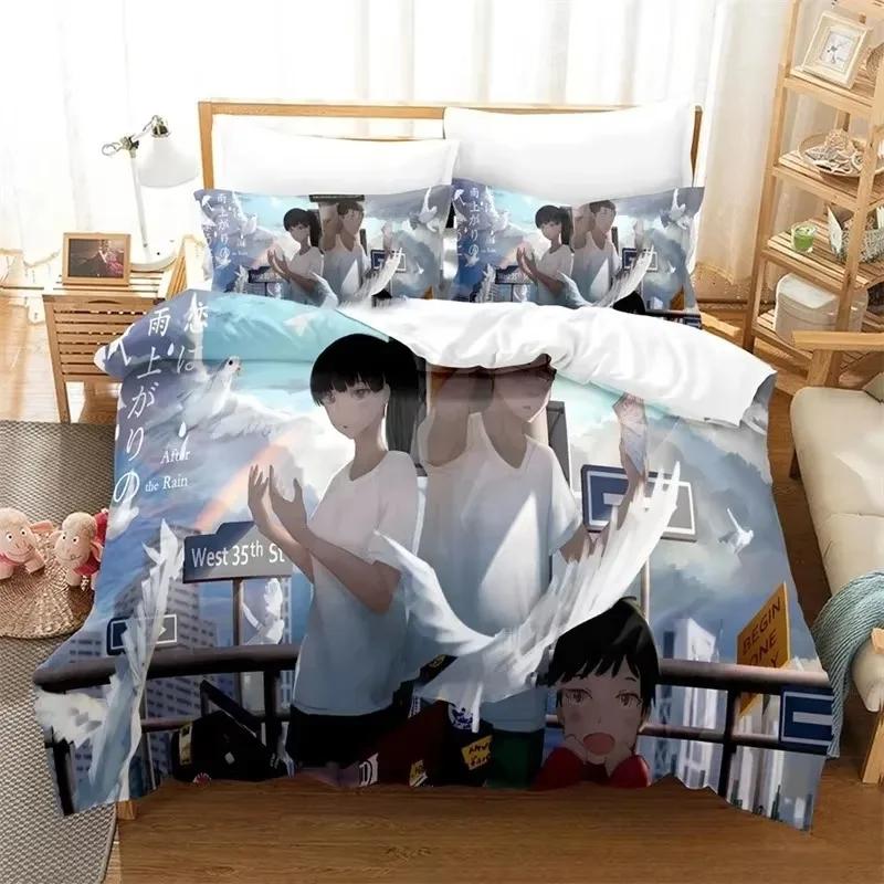 3D Print Anime After The Rain Bedding Set Boys Girls Twin Queen King Size Duvet Cover Pillowcase Bed Boys Adult