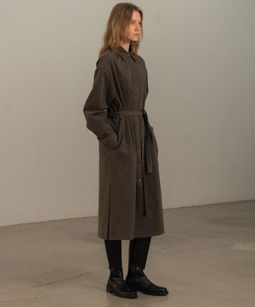 Mosyupamosyu Long Strap Shirt Dress [Charcoal]