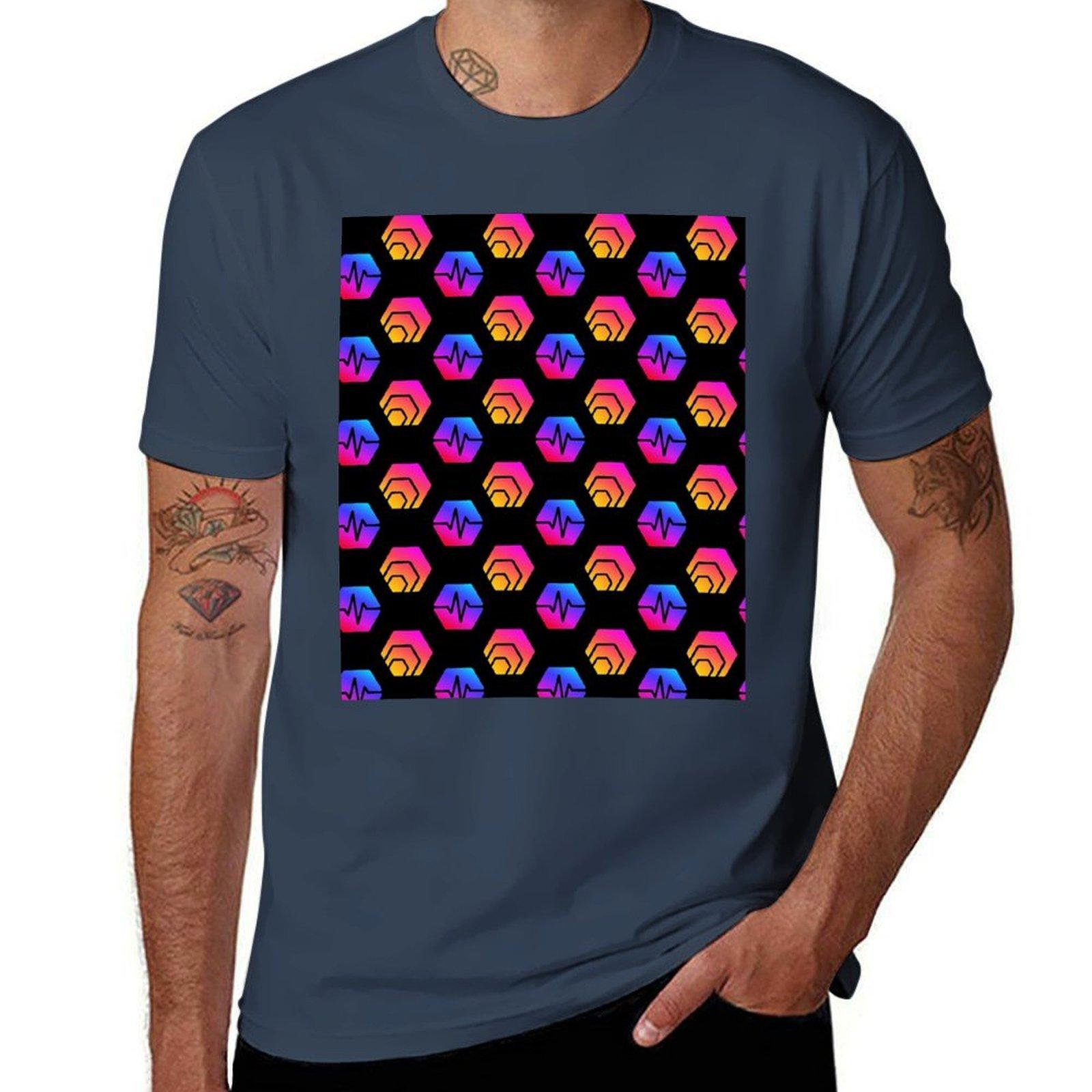 Pulse Chain And Hex Crypto Logo Pattern Graphic Tshirt Outdoor Sports Short Sleeve Top S