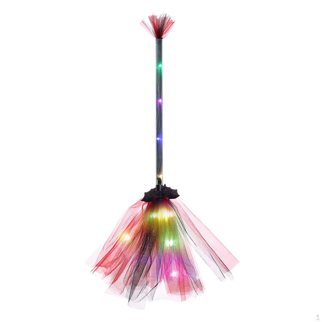 Halloween LED Hexenbesen Kostümzubehör 65cm Lang Heimdeko Basteln Besenstiele