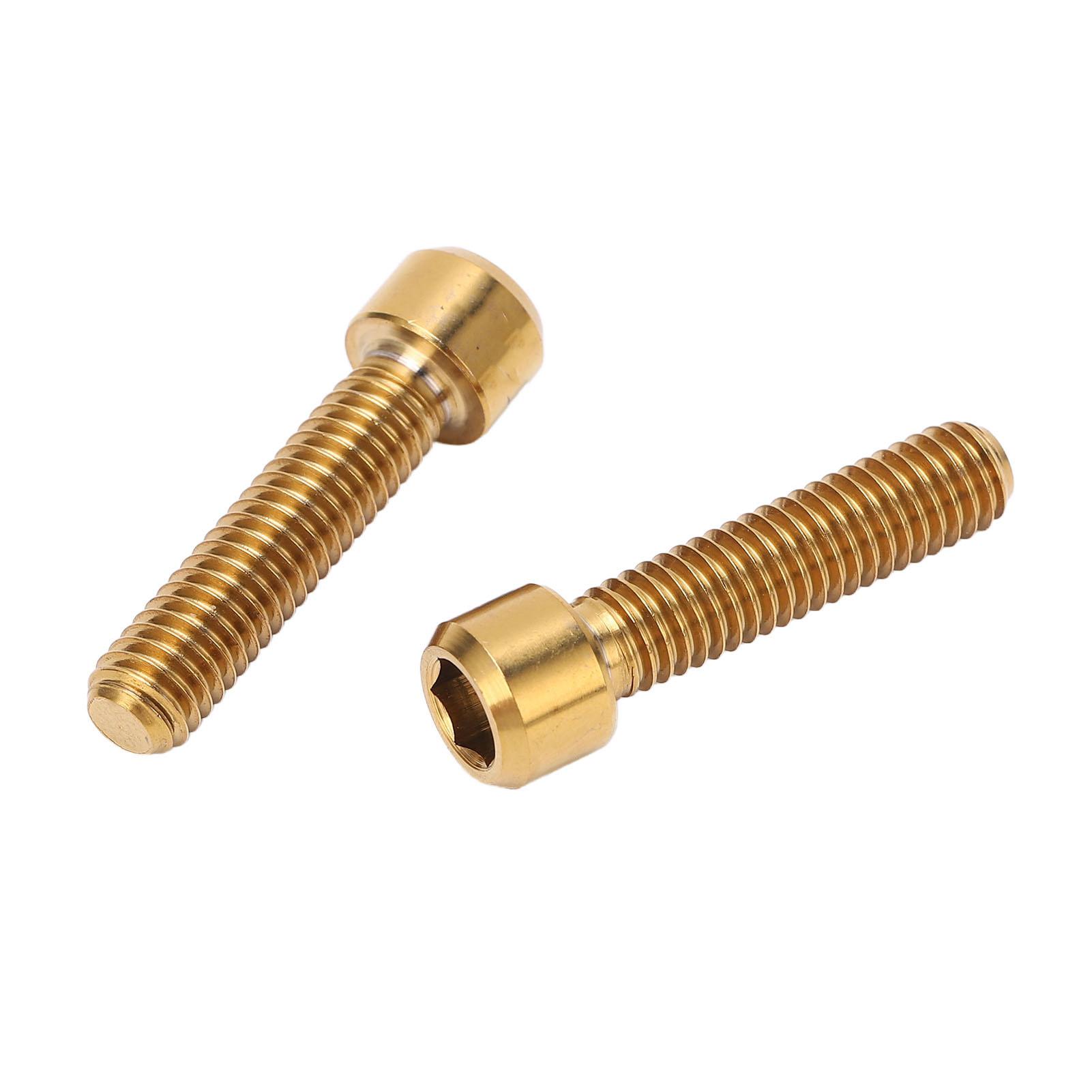2pcs Bike Stem Screw M6 25mm Extended Titanium Alloy Bike Seatpost Screw for Mountain Road Bike Gold