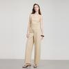 ELLE Versatile Design Mid-Rise Thin Straight Casual Pants Women Bottoms Khaki EK51129