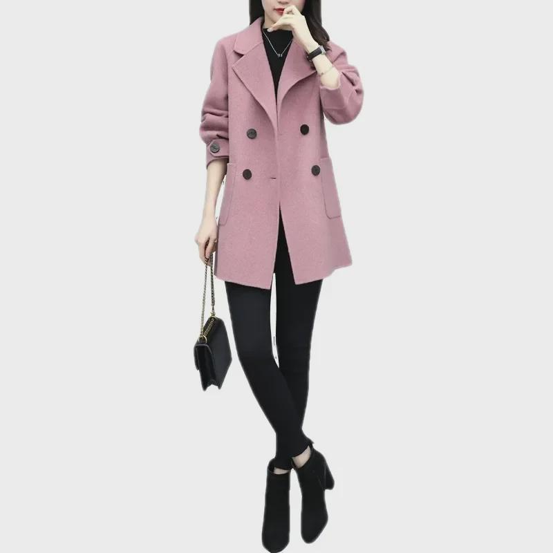 "Women's Stylish Mid-Length Wool Coat - New for Autumn/Winter 2024, In Loose & Slim Fits, Sizes Available."