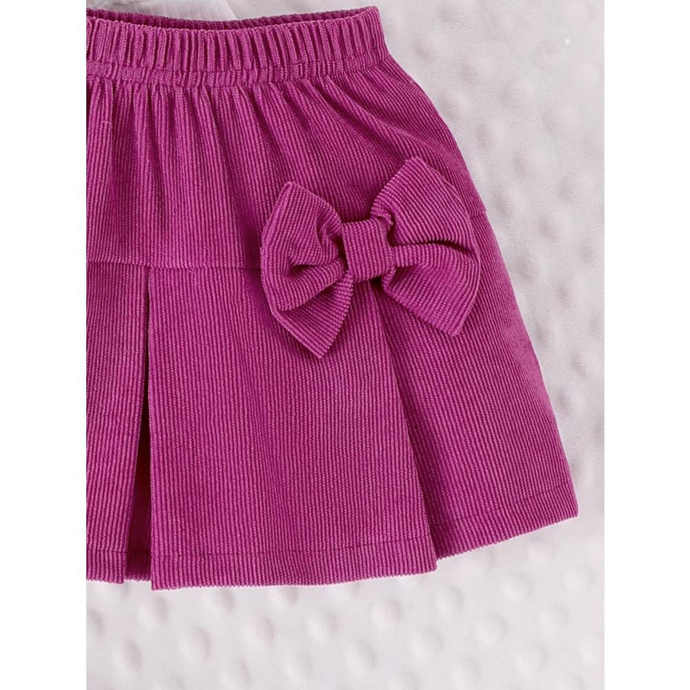 Children's Sweet Suit Spring and Autumn Girls Bubble Sleeve Love Top + Bow Skirt 2pcs Kids 6M-3Y Clothing