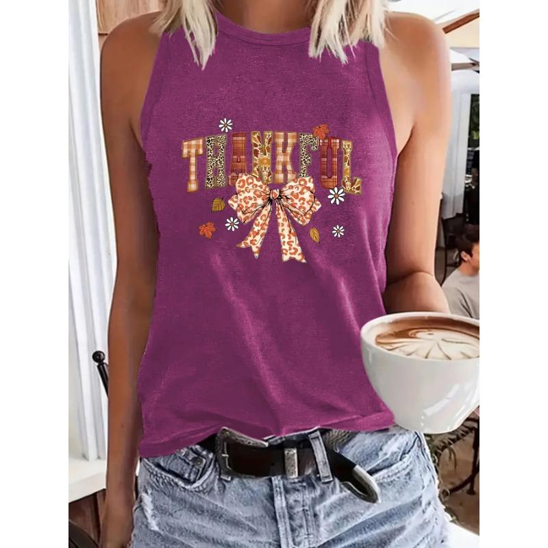 A Loose Large Vest with A Women's Style Thanksgiving Pattern