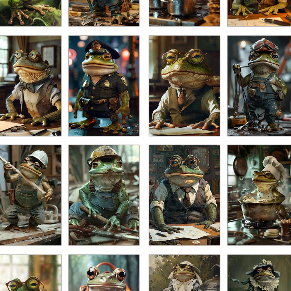 32pcs, Funny Frog Postcard, Abstract, Birthday/Anniversary Gift, Collectible, Suitable for Gift Giving, Can Be Mailed.