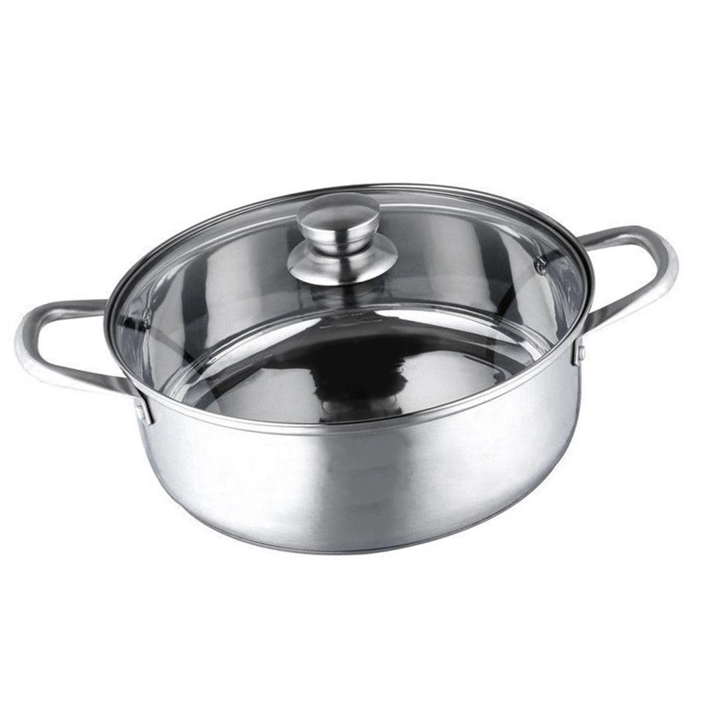 Stainless Steel Hot Pot Thicken Bottom Universal Stainless Steel Casserole with Lid 10.2in