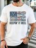 Red Unisexs Tee Fishing Lure American Flag Print Crew Neck Cotton Short Sleeve Fashion Male Street Summer Soft Daily Casual Wear