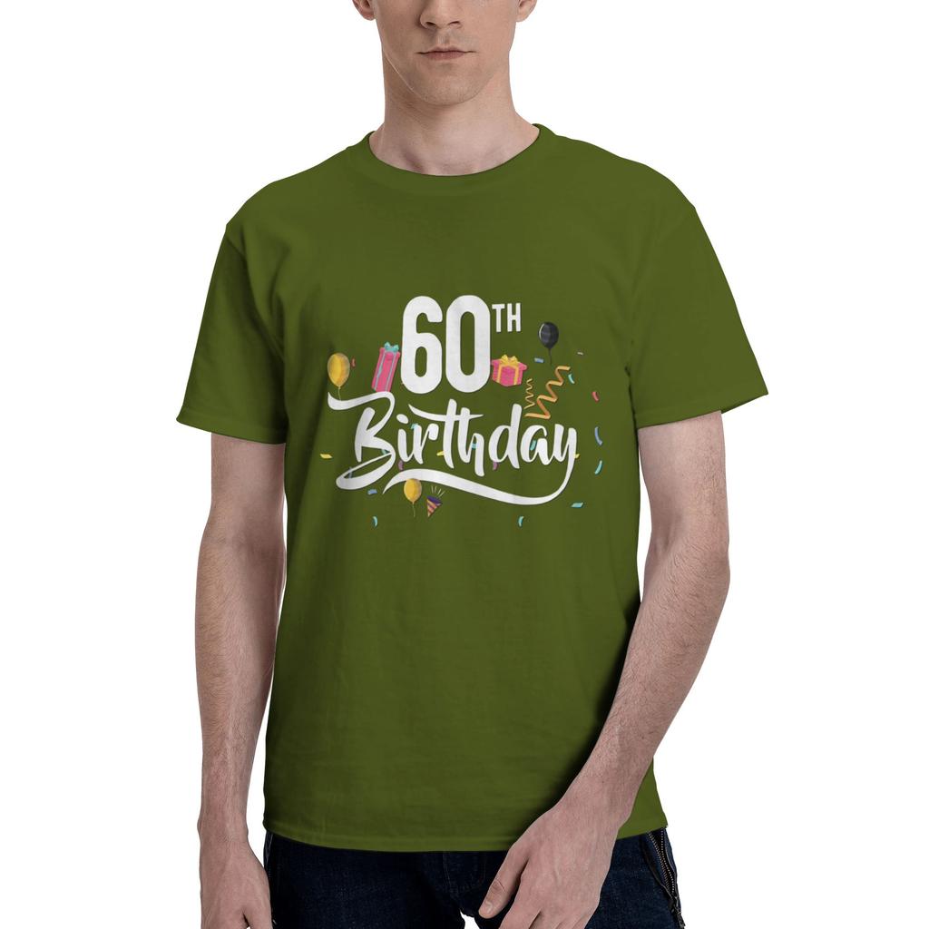 60th birthday Men T Shirt 60 Birthday Vintage Tees Short Sleeve Round Collar Cotton Party Clothing TShirt