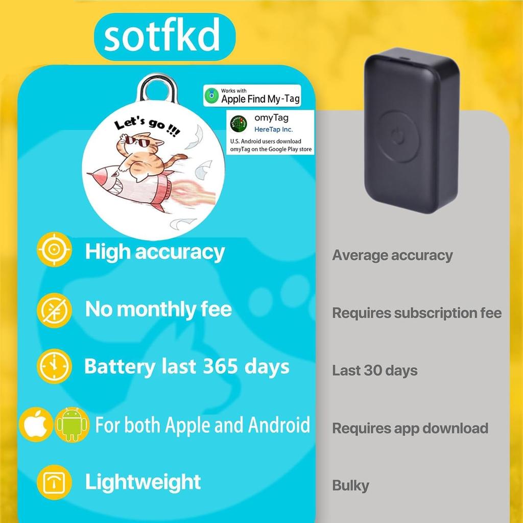Cat Tracker-Airtag Cat Collar-Pet Tracker-GPS Tracker for Cats | Android and iOS Universal | No Monthly Fee | No Charging Required | Waterproof |