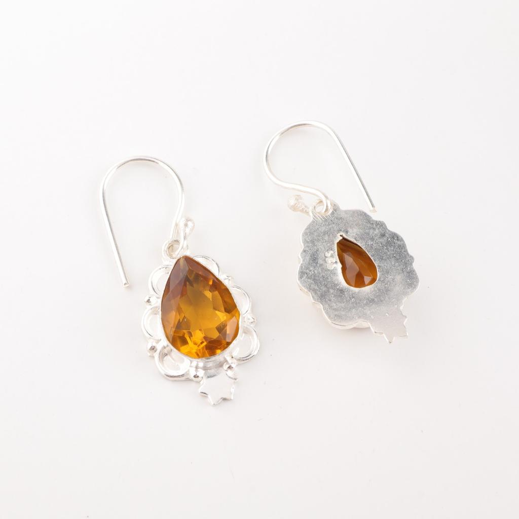 Pierre Précieuse Citrine Argent Sterling 925 Bijoux Faits Main Boucles d'Oreilles pour Femmes Pour Cadeau EE-163-3