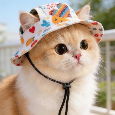 Fashion Adjustable Dog Fisherman Hat Breathable Ear Exposed Pet Sun Hat Comfortable Dog Sunscreen Hat Beach Activities