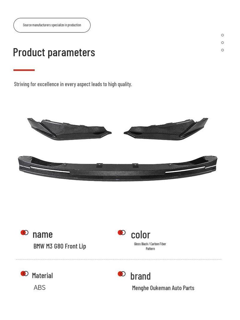 BMW M3/M4 G80/G82 Frontstoßstangenlippe & Splitter: 2020-24 Karosserie-Kit für den Außenbereich.