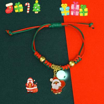 2025 Trendy Christmas Pendant Hand Rope with Santa Claus and Bell