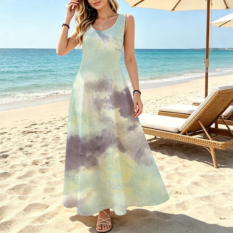 Women's Sleeveless Ombre Maxi Dress Lightweight Flowy,Elegant Comfortable for Beach,Daily Casual Home Wear