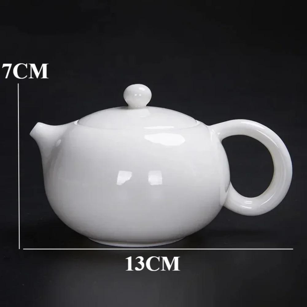 NLSLASI Tetera de Porcelana Blanca Hecha a Mano China Blanco Marfil Tetera Cerámica Vajilla de Té Infusor de Té Filtro para Té Pu'er Oolong Hervidor