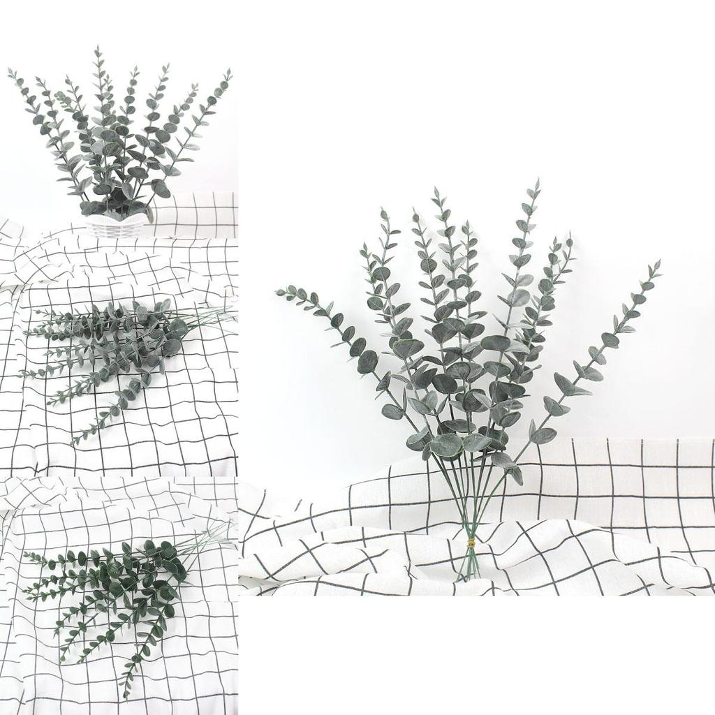 Faux Eucalyptus Citriodora Green Leaf Plant Flower Arrangement For Living Room Decor