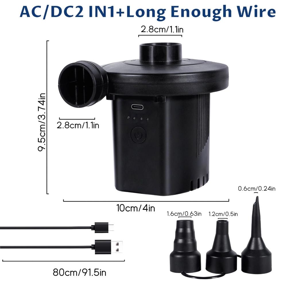 Mini Inflatable Pump Electric Air Cushion Camping Pump Portable Rapid Filling Mattress Swimming Pool Air Filling Blower Injector