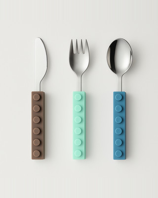 3pcs DIY Colorful Building Blocks Spliced Forks Spoons Tableware Student Salad Tableware Set Fit Kitchen Tool