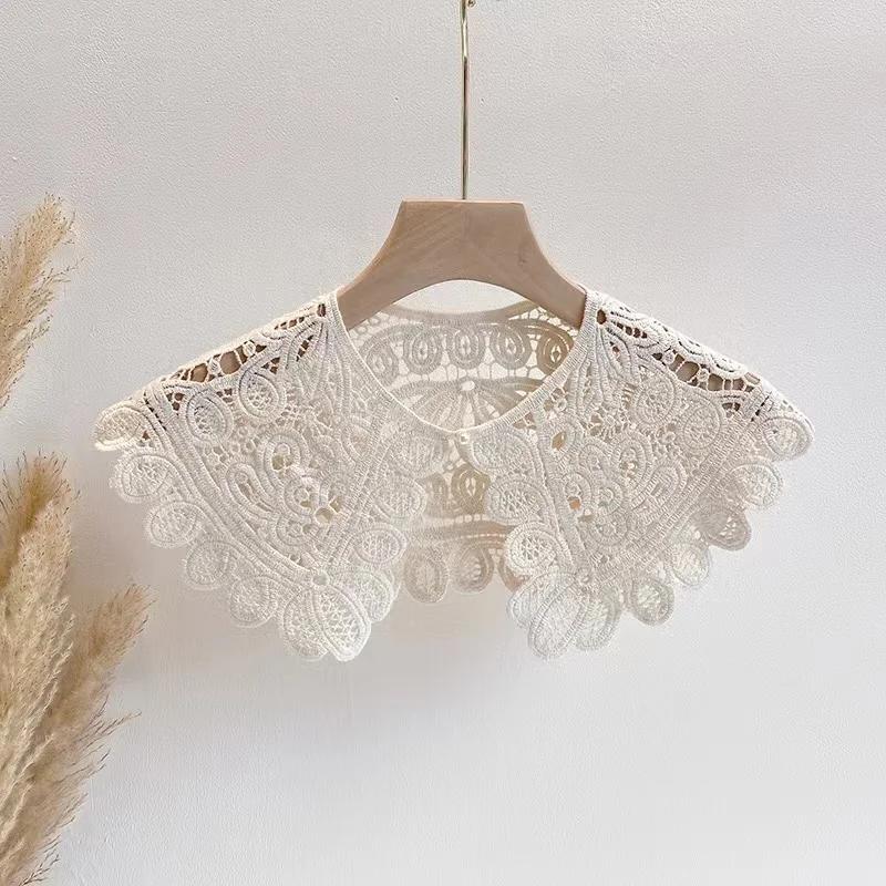 Hollow Crochet Lace Detachable Collar Shawl O-Neck Doll False Collar Shirt Women Hollow Crochet Lace Detachable Collar
