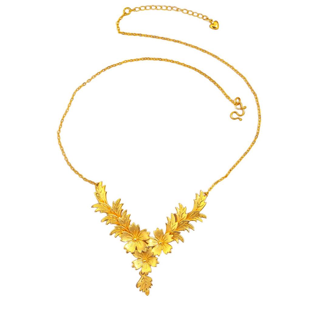 Chinese Style Gold Blossom Necklace Set for Brides - Wedding Jewelry