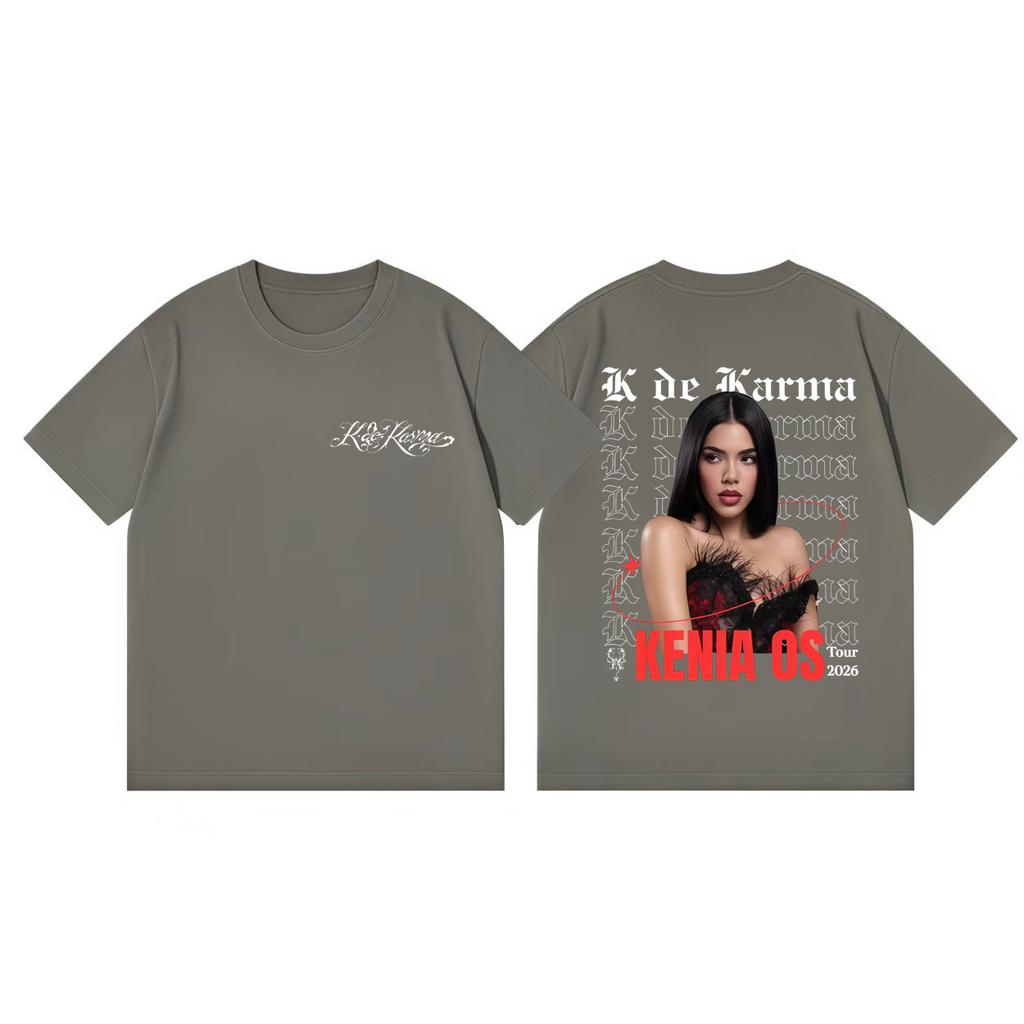 Singer Kenia Os K De Karma Tour 2026 Graphic T Shirts Unisex Women Fashion Aesthetic Tshirt Summer Casual Loose Cotton Tshirts
