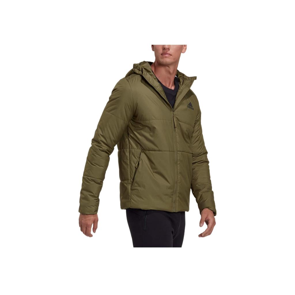 Adidas Logo Printed Pattern Hooded Long Sleeve Cotton Jacket Men Jacket Green HG6271